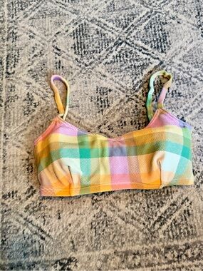 Billabong Waves Bikini Top in Pastel Multi-Check Plaid Underwire Bikini Top